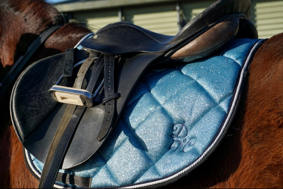 Ice Blue Glitter Saddle Pad